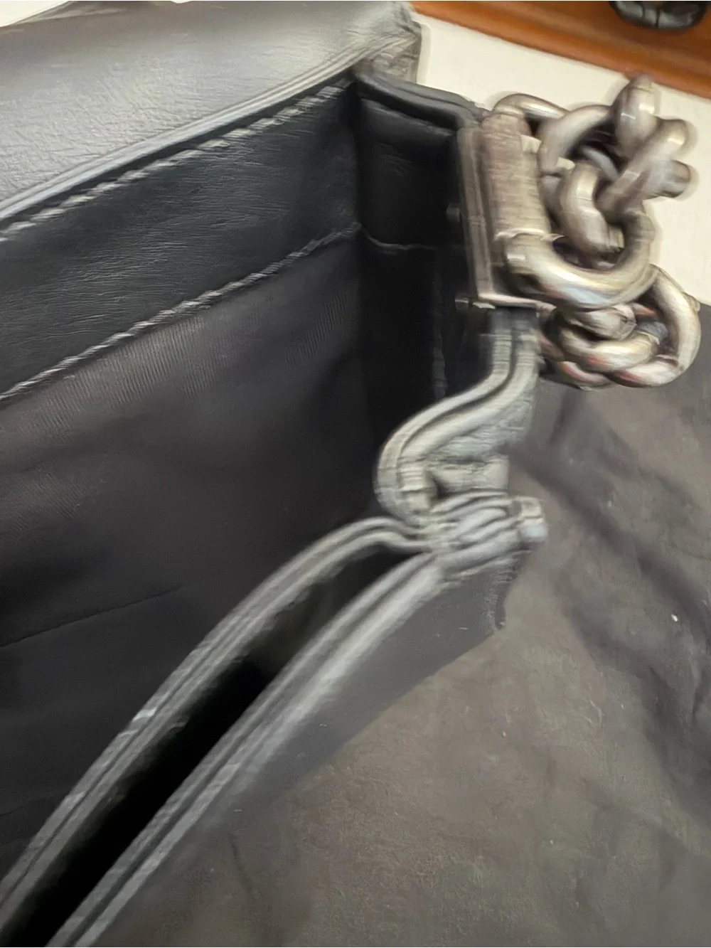 CHANEL Black Quilted Leather Shoulder Bag with Gunmetal Chains